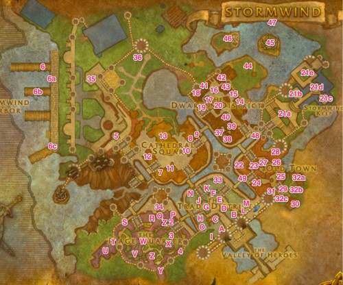 Stormwind Vendors, Trainers and Quartermasters