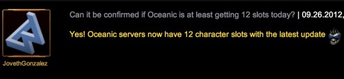SWTOR Oceanic Character Slots